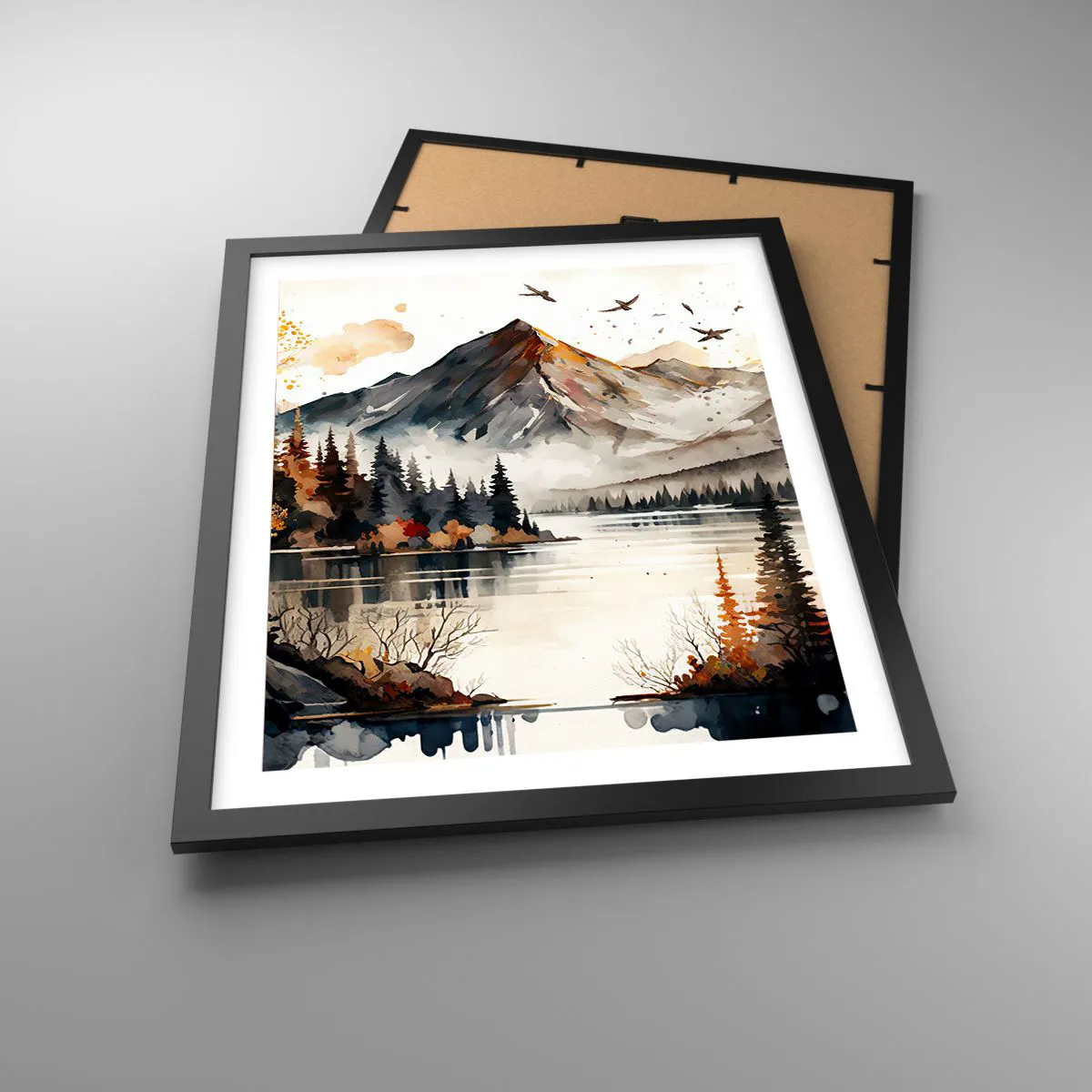 Affiche dans un cadre noir - Poster - Automne doré dans les montagnes - 40x50 cm