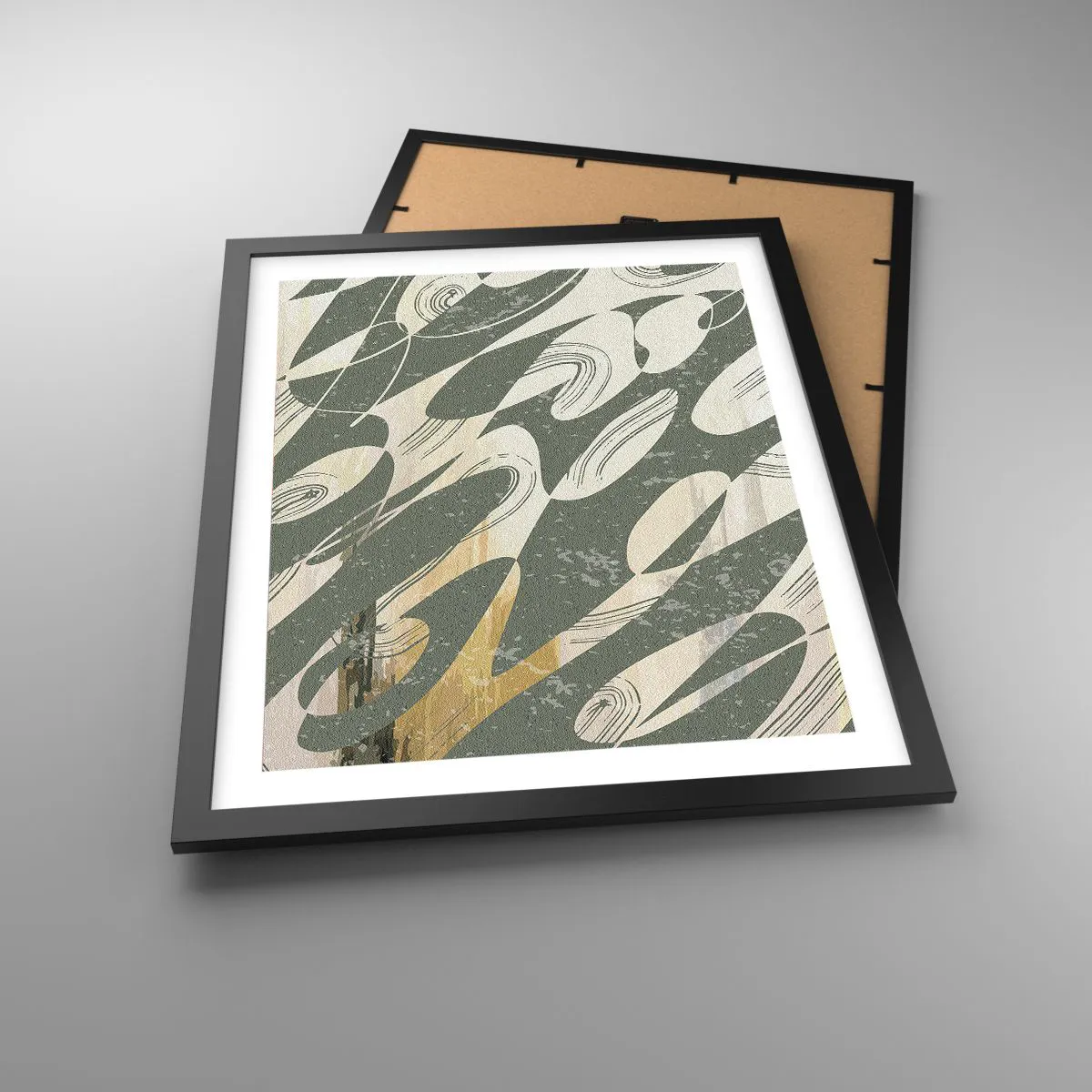 Poster in een zwarte lijst - Ritmische abstractie - 40x50 cm