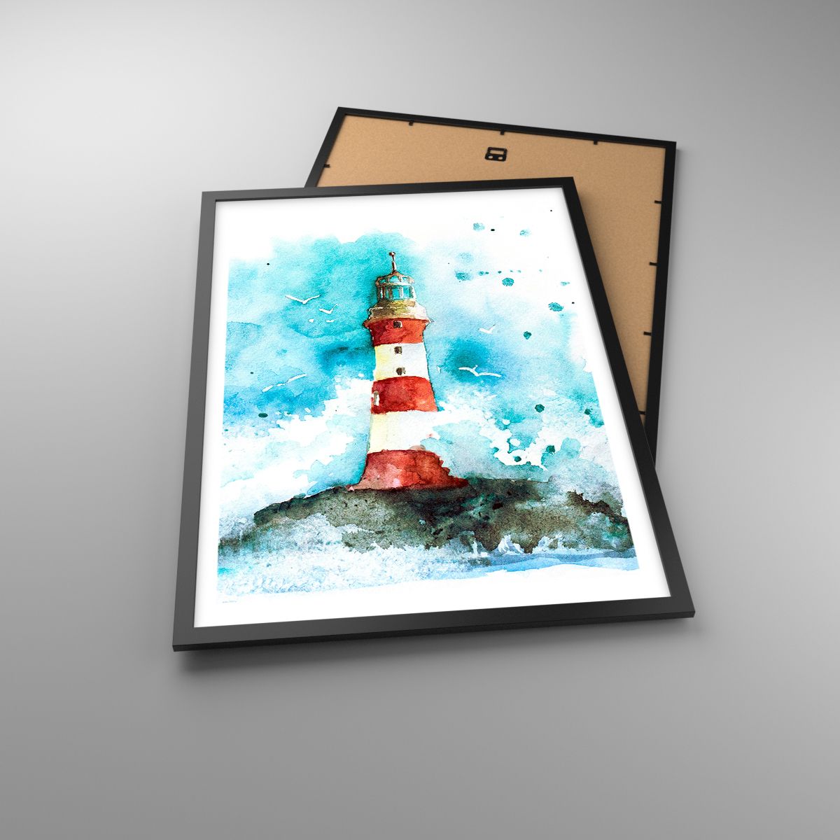 Poster Leuchtturm, Poster Landschaft, Poster Grafik, Poster Kunst, Poster Aquarelle