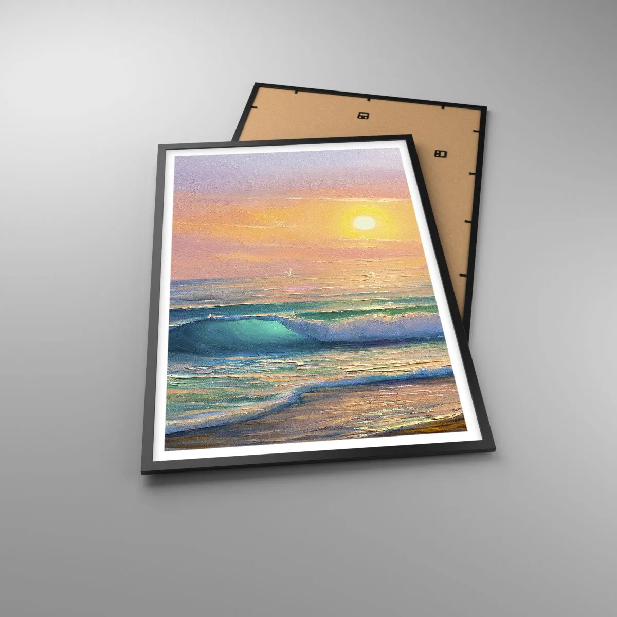 Poster in black frame - Turquoise Song of the Waves - 61x91 cm