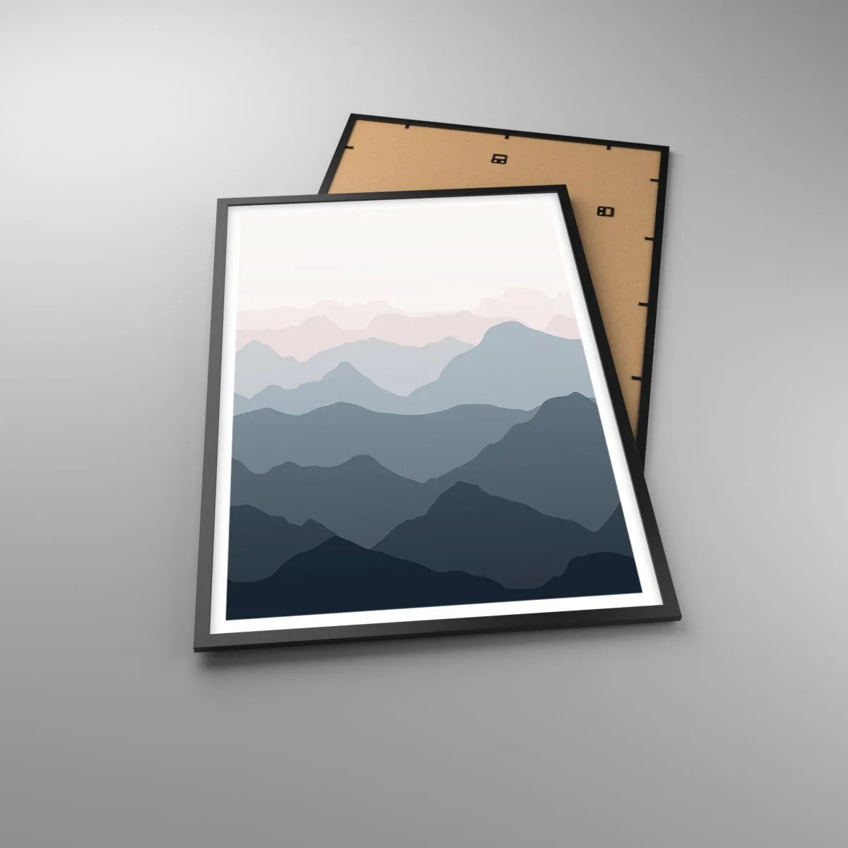 Plakat i sort ramme - Bølger af bjerge - 61x91 cm