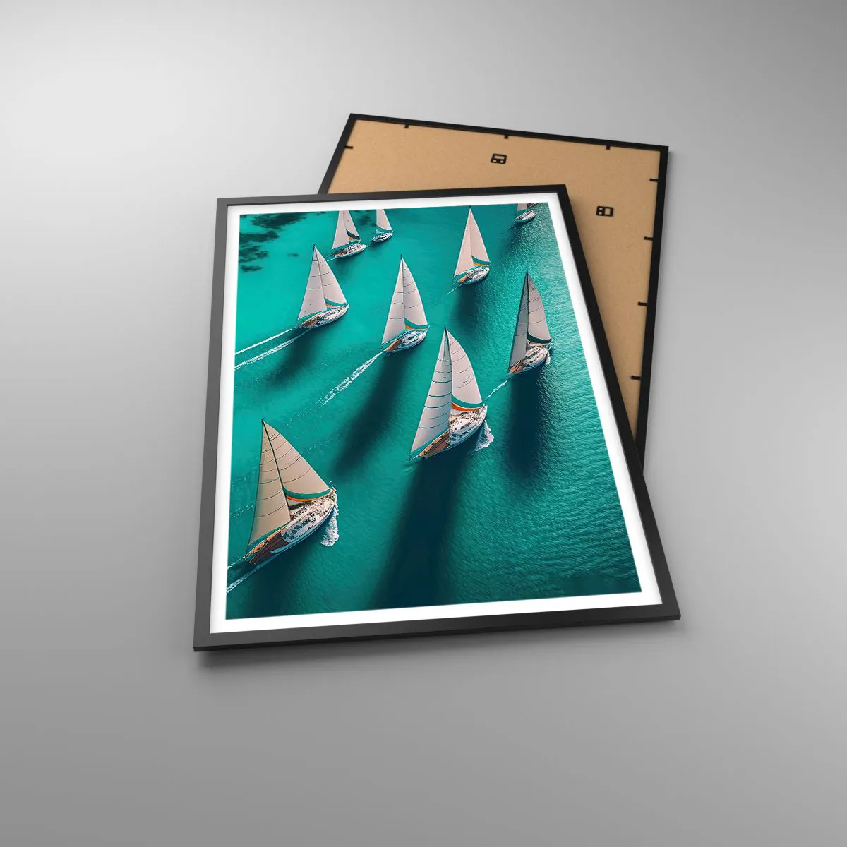 Pôster com moldura preta - Numa competição com o vento - 61x91 cm