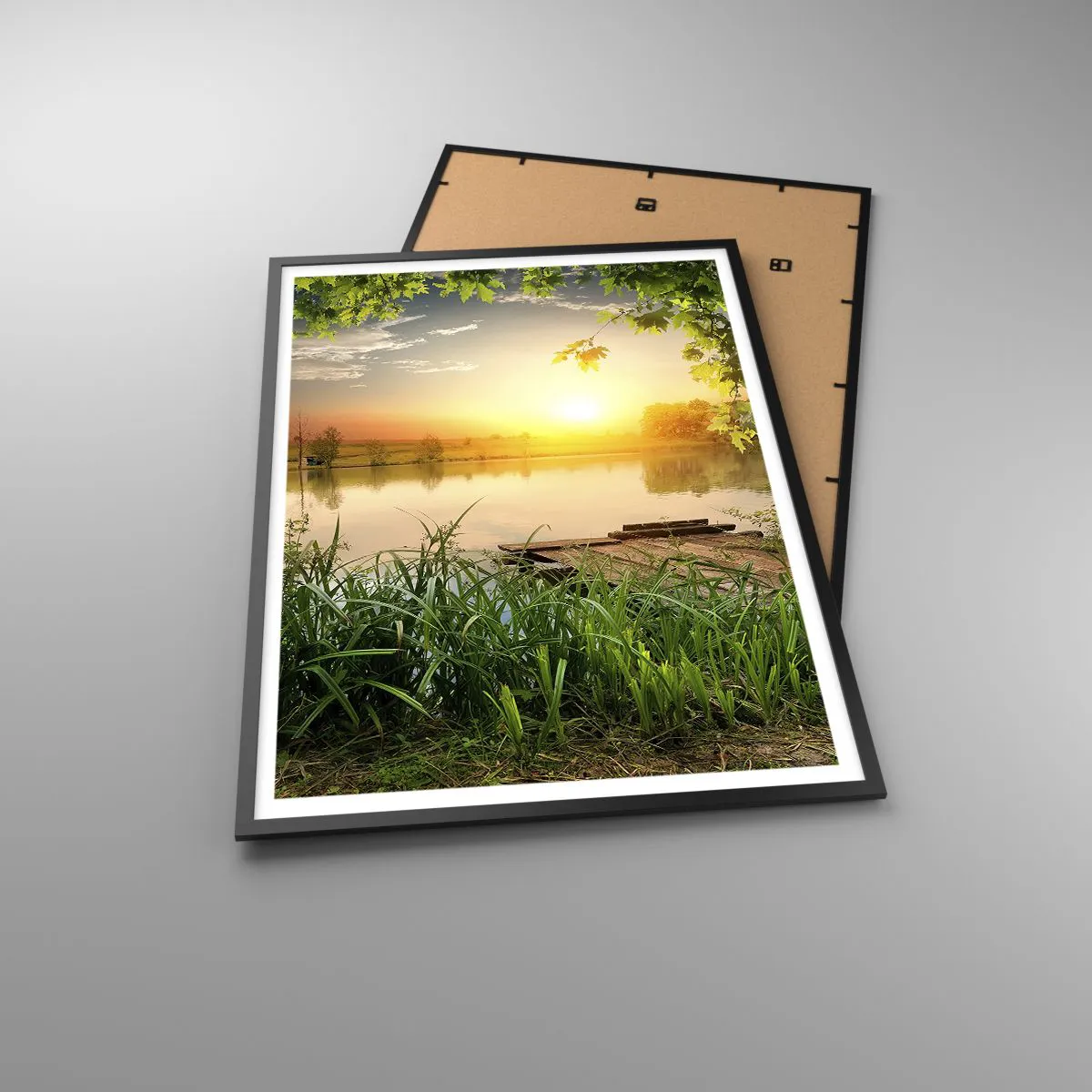 Plagát v čiernom ráme - Krajina v zelenom ráme - 70x100 cm