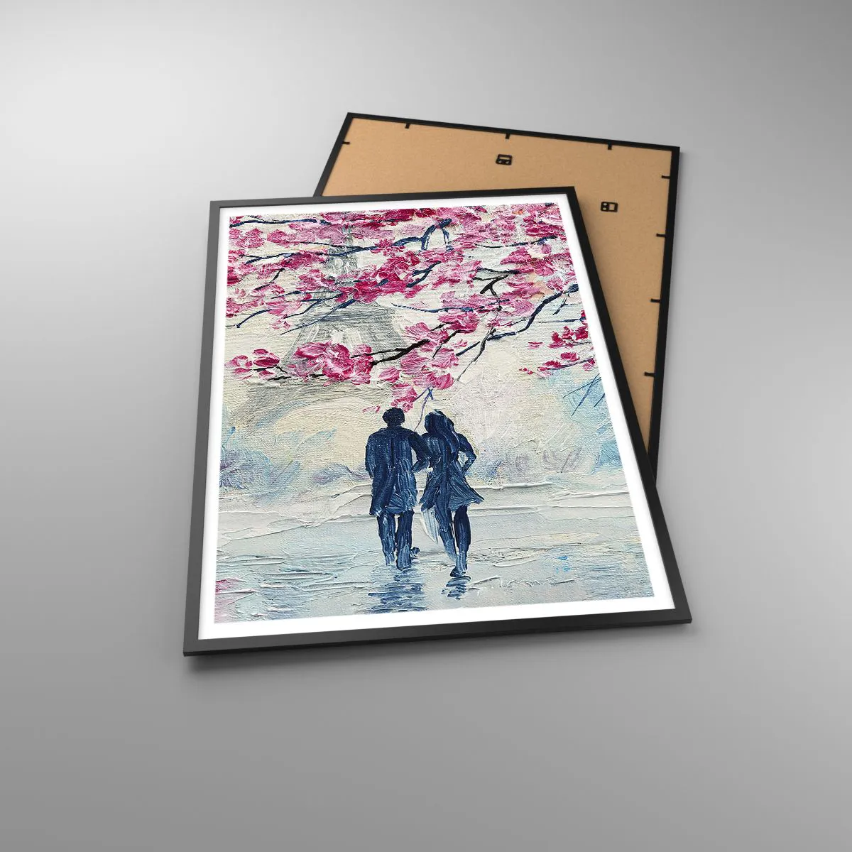 Plakat i sort ramme - Romantisk gåtur - 70x100 cm