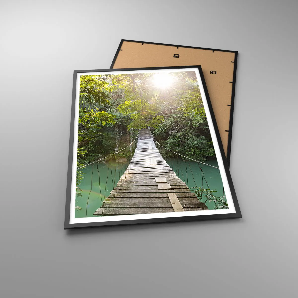 Poszter fehér keretben - Az azúrkék vízen át az azúrkék erdőbe - 70x100 cm