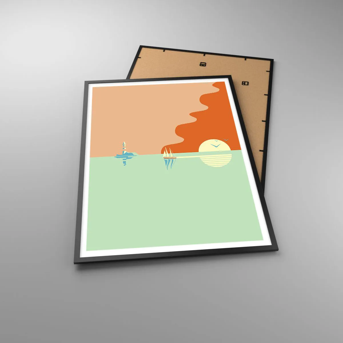 Affiche dans un cadre noir - Poster - Paysage idéal de la mer - 70x100 cm