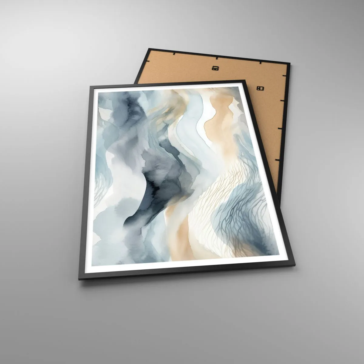 Poster in black frame - Snowy and Foggy Abstract - 70x100 cm