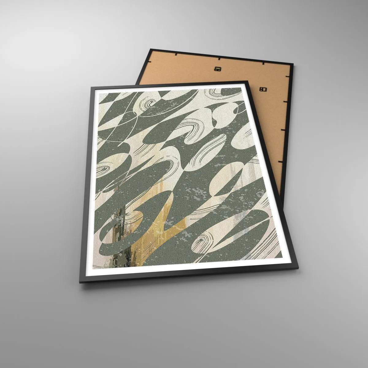 Poster in een zwarte lijst - Ritmische abstractie - 70x100 cm