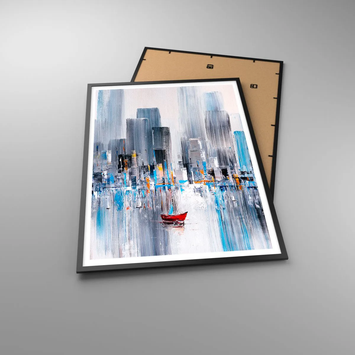 Plakat i sort ramme - Metropolis ved bugten - 70x100 cm