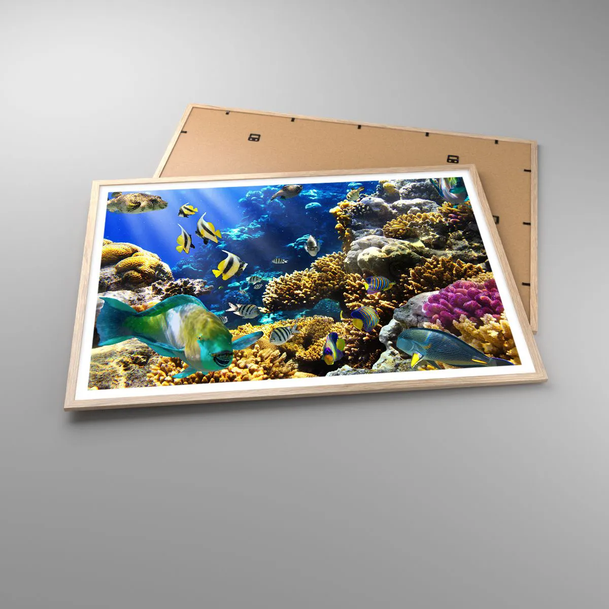 Poster in light oak frame - Big Traffic to Holiday Destination - 100x70 cm