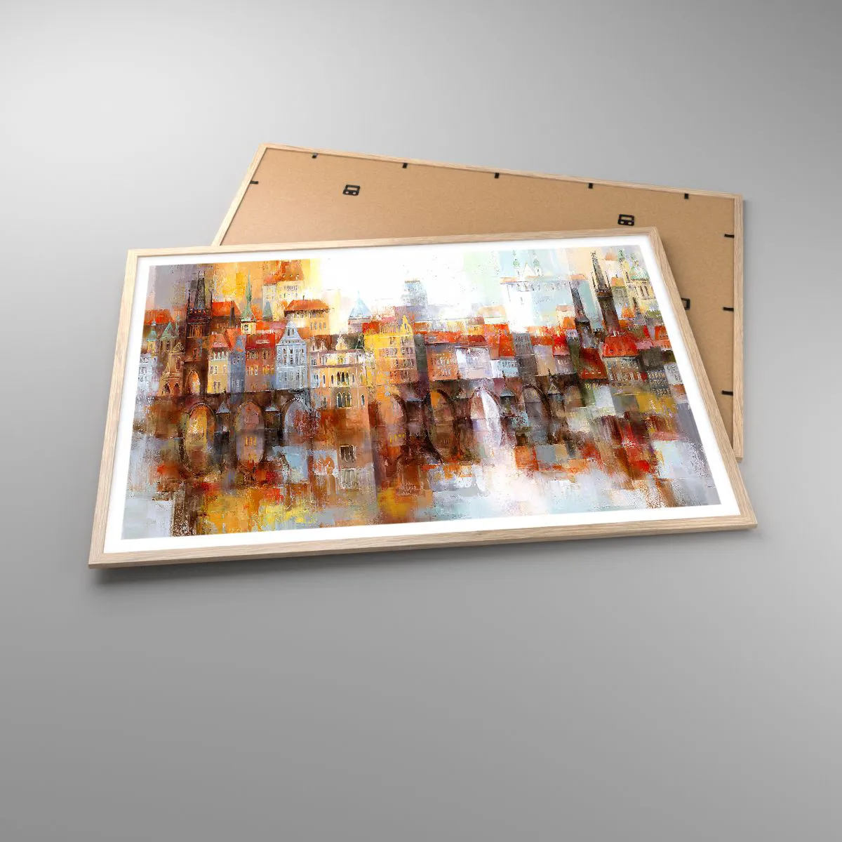 Plagát v ráme zo svetlého duba - Pod mostom je tiež krásne - 100x70 cm