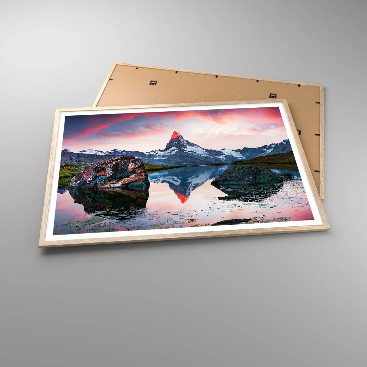 Póster en marco roble claro - El corazón de las montañas arde - 100x70 cm