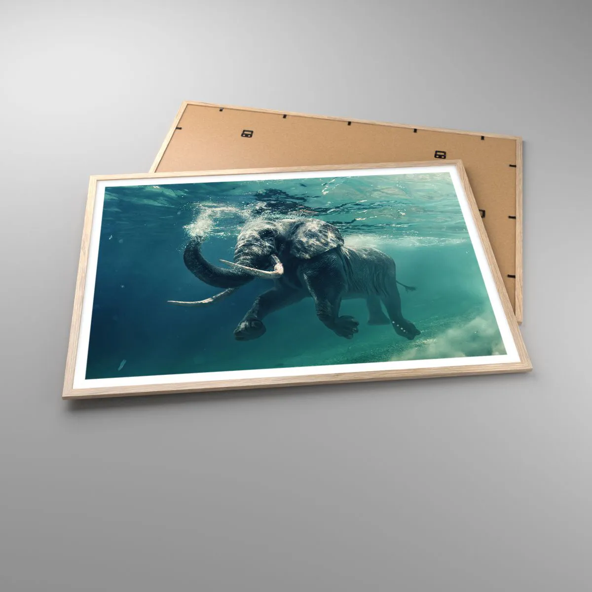 Poster in light oak frame - Everyone Likes to Swim - 100x70 cm
