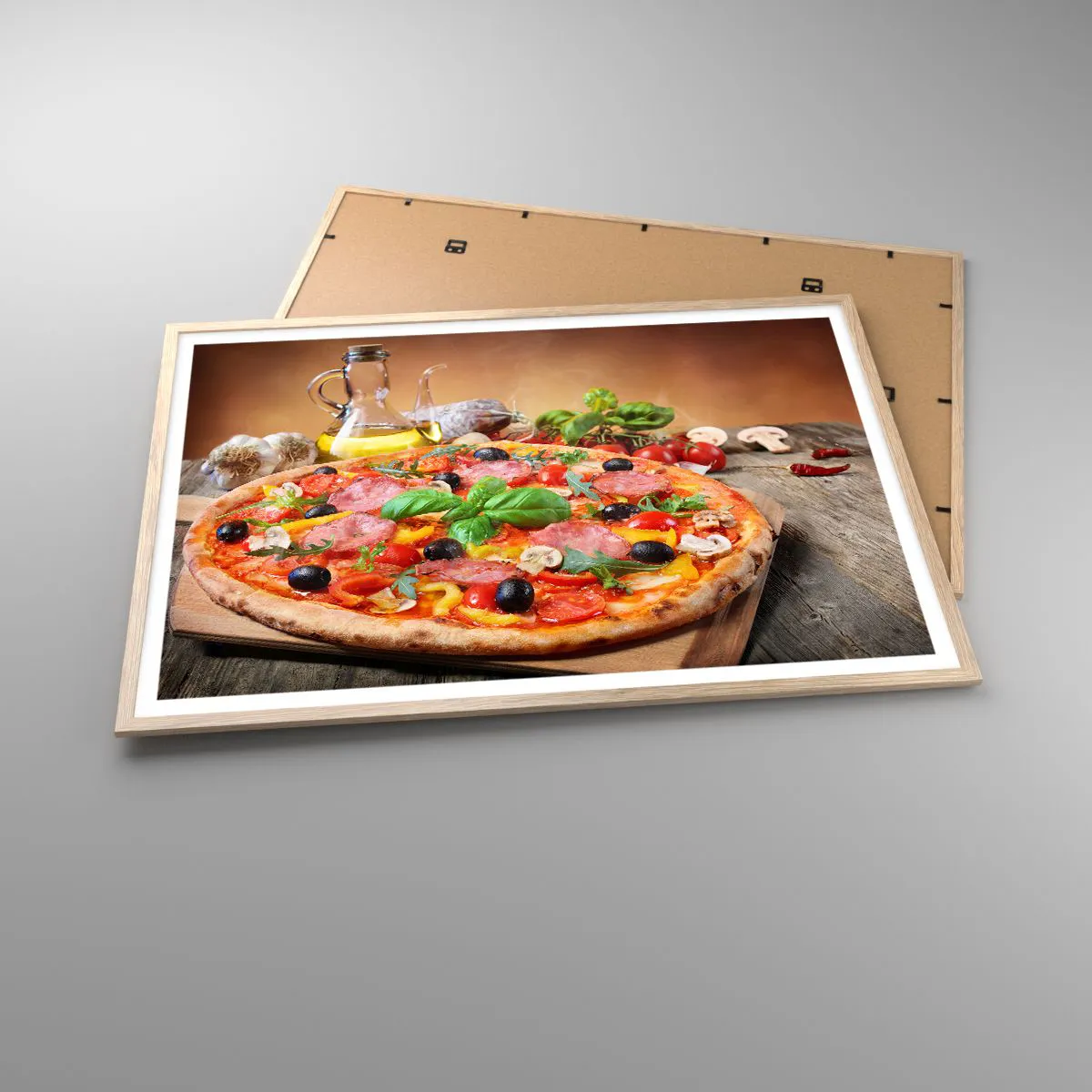 Plakat i ramme af lyst egetræ - Med en ægte italiensk smag - 100x70 cm