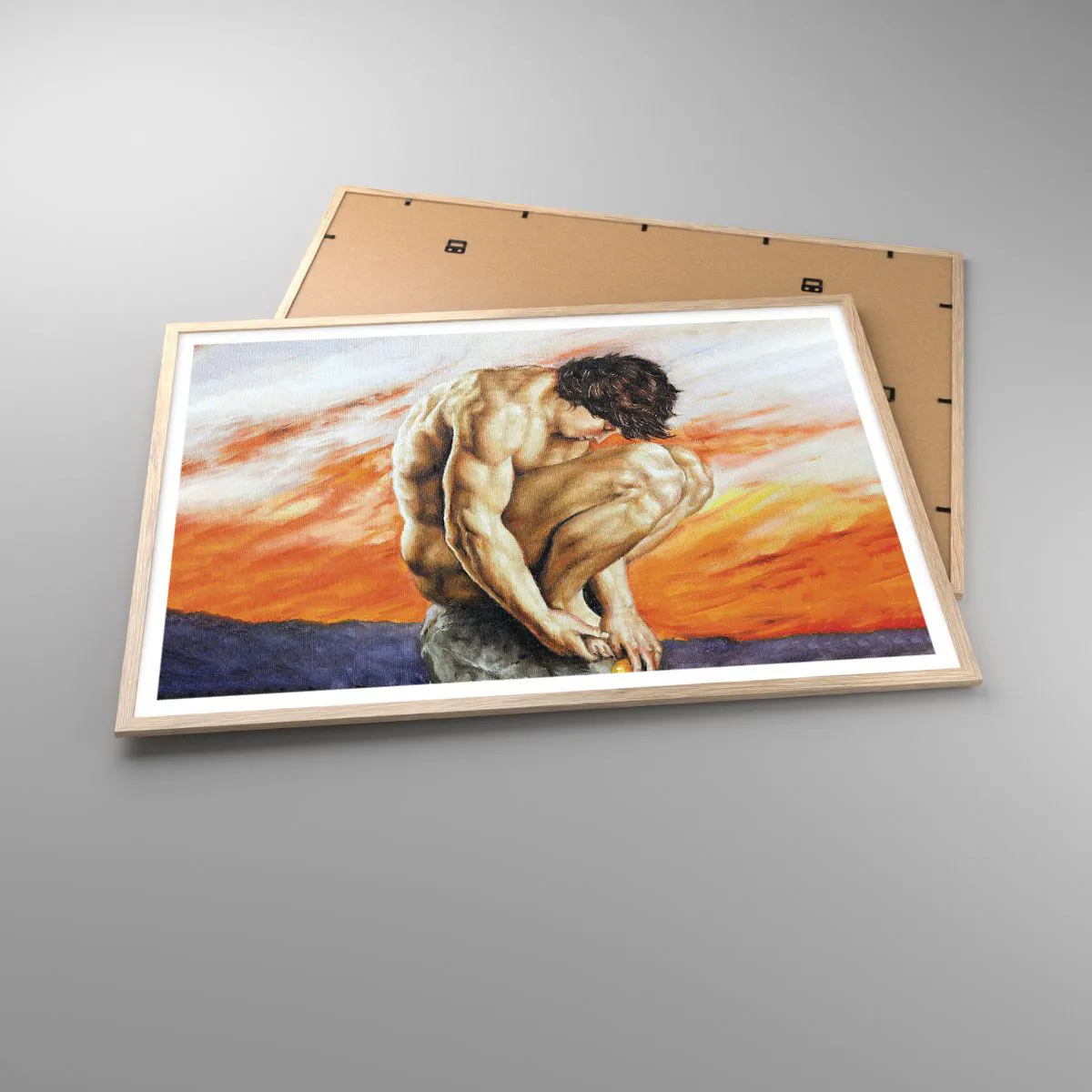 Affiche dans un chêne clair - Poster - Plongé dans ses pensées - 100x70 cm