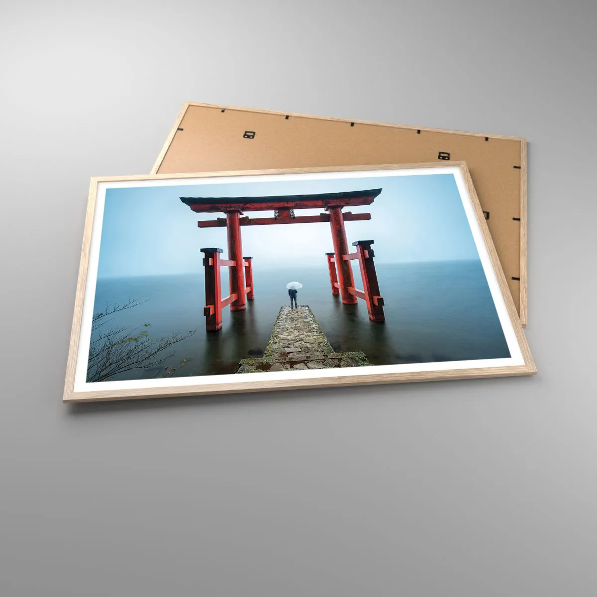 Plakat w ramie jasny dąb - Japońska zaduma - 100x70 cm