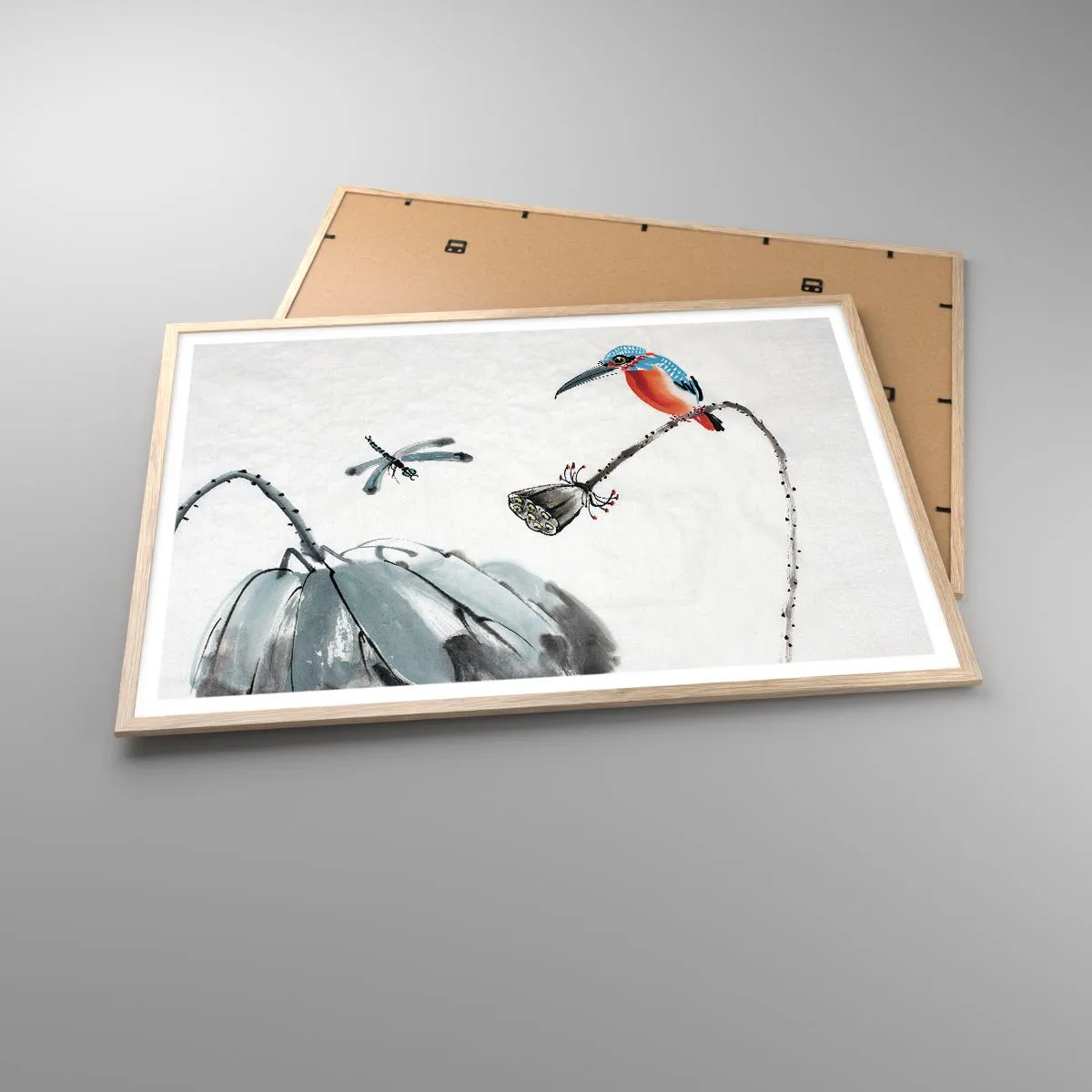 Plagát v ráme zo svetlého duba - Život lúky - 100x70 cm