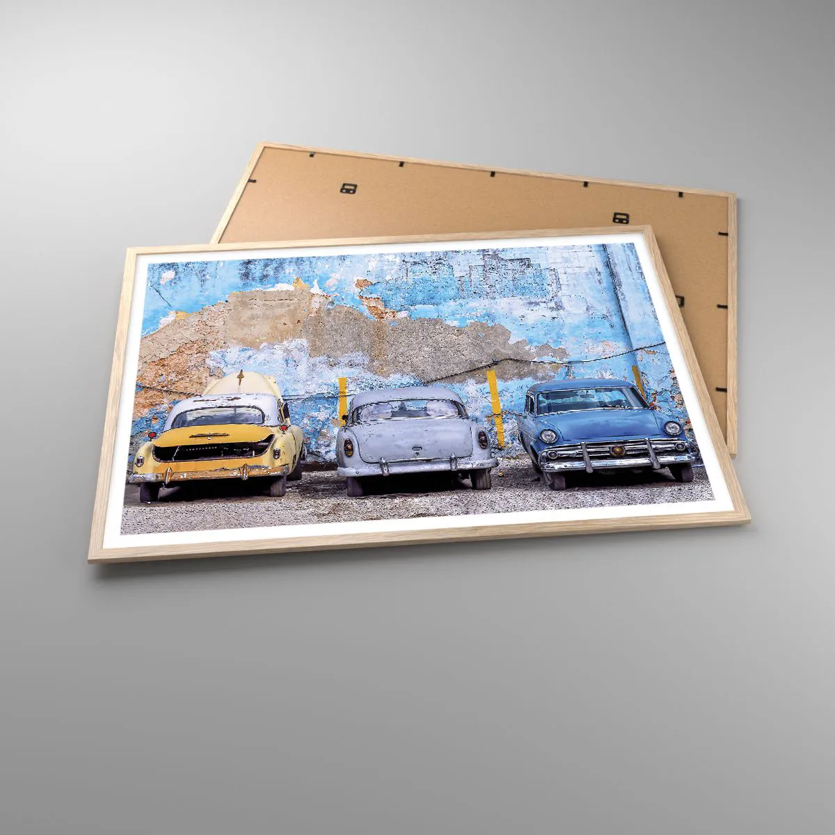 Plakat i ramme af lyst egetræ - Møde for veteraner - 100x70 cm