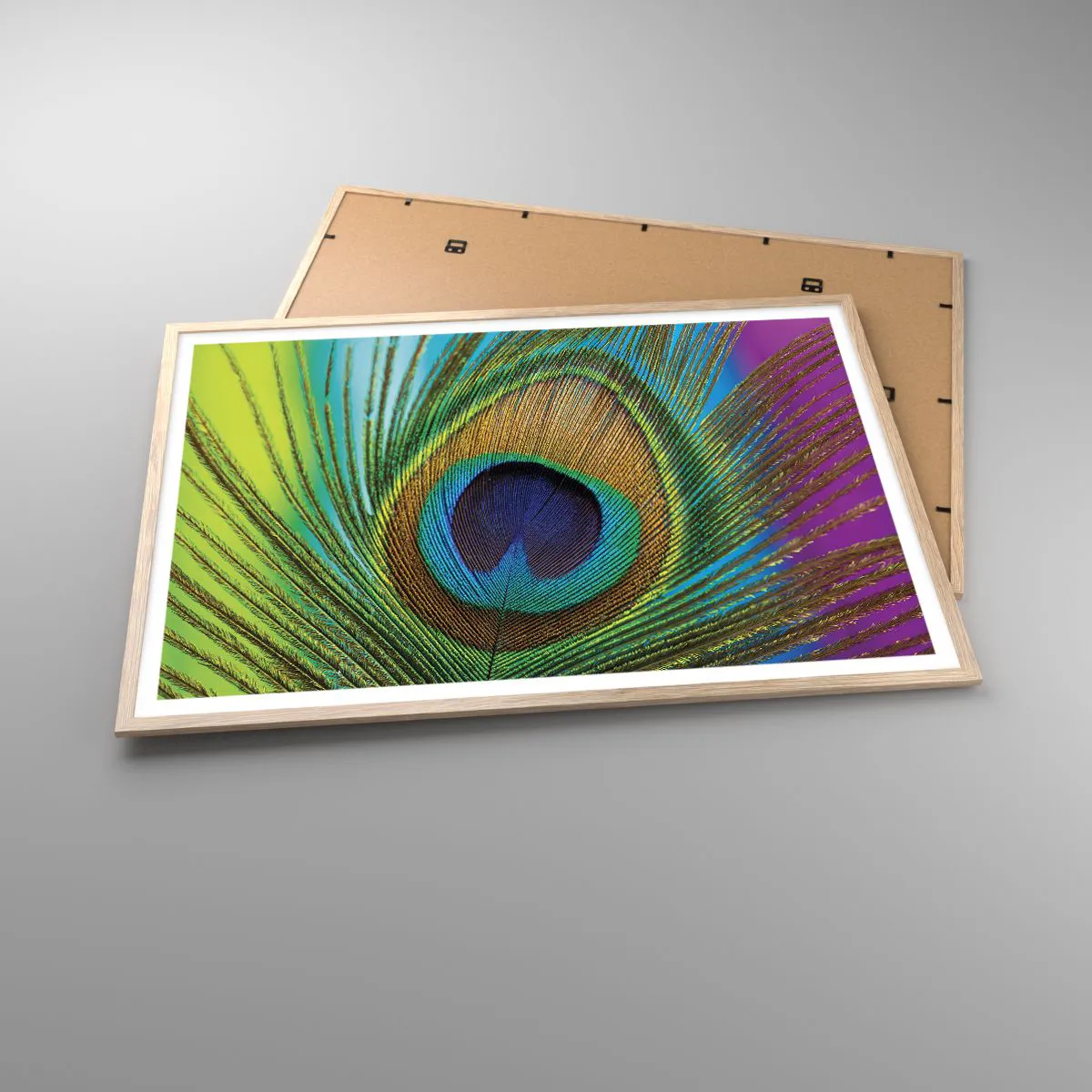 Plakat i ramme af lyst egetræ - Øje mod øje - 100x70 cm