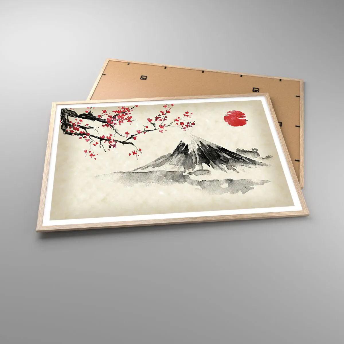 Plakat i ramme af lyst egetræ - Bliv forelsket i Japan - 100x70 cm