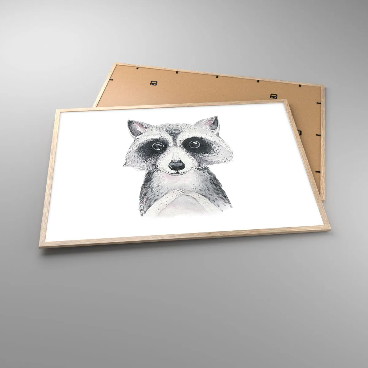 Plakat i ramme af lyst egetræ - Et øjeblik til at trække på skuldrene - 100x70 cm