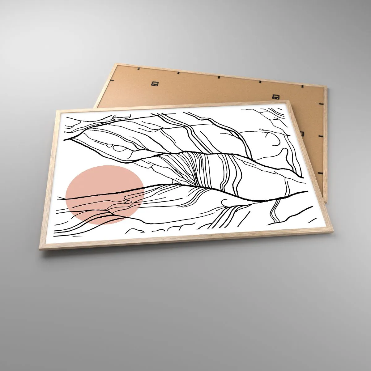 Poster in light oak frame - In a Web of Twigs - 100x70 cm