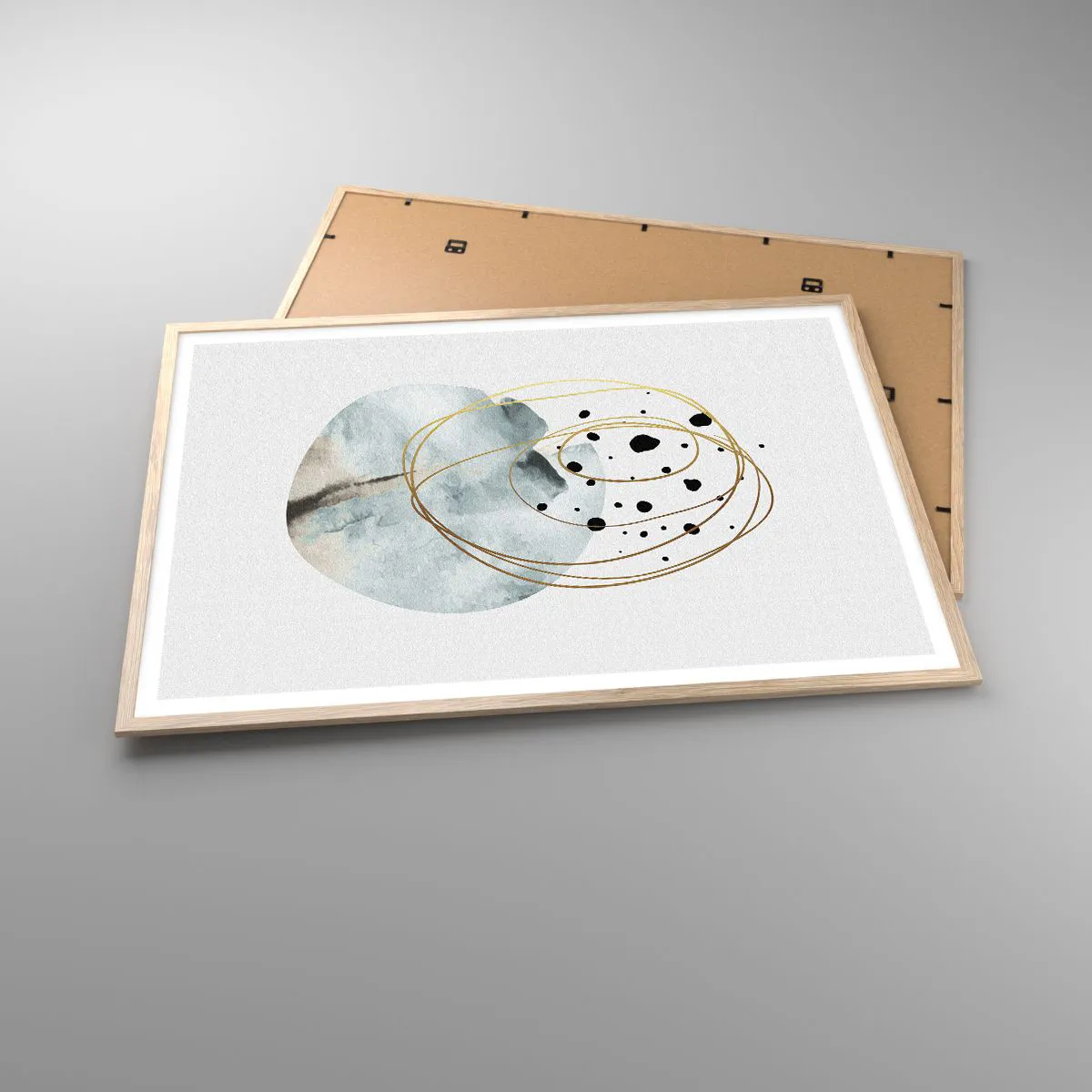 Poster în ramă de stejar deschis - În îmbrățișarea spațiului - 100x70 cm