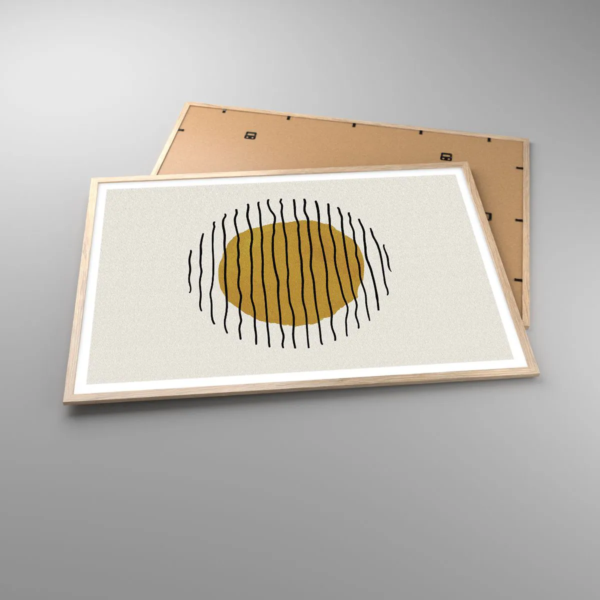 Plagát v ráme zo svetlého duba - Abstrakcia kmitajúca žiarom - 100x70 cm