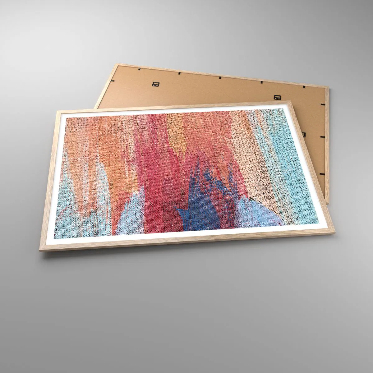 Poster in einem Rahmen aus heller Eiche - Renne den Regenbogen hinunter - 100x70 cm