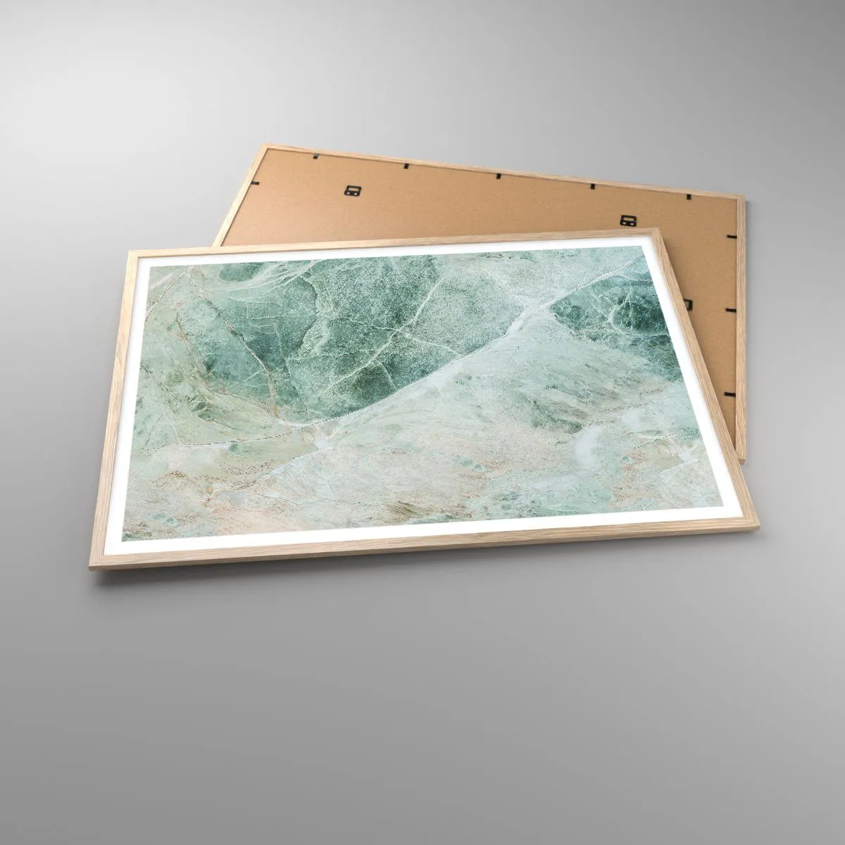 Plakat i ramme af lyst egetræ - Den ædle kølighed af sten - 100x70 cm