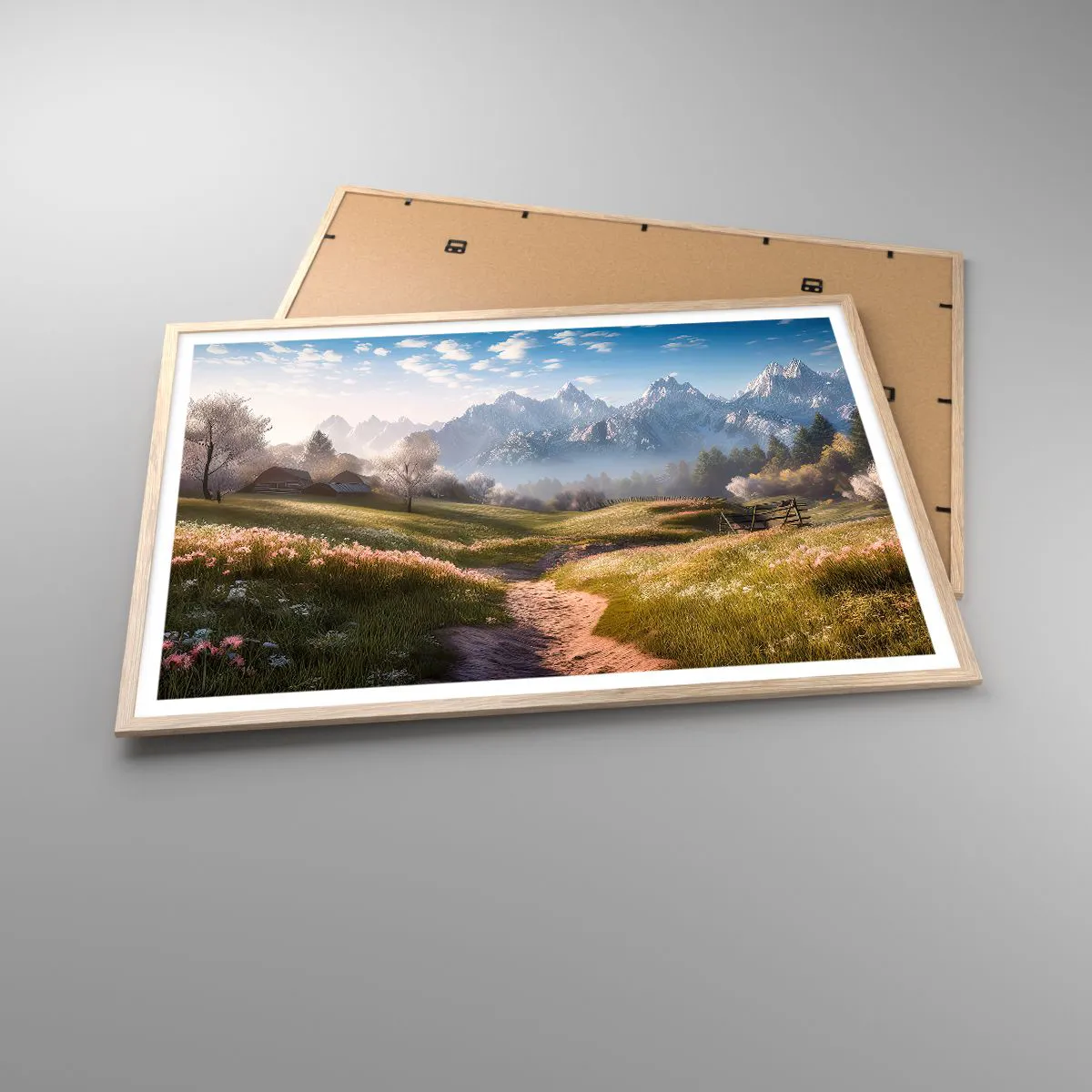 Poster in light oak frame - Quiet Valley - 100x70 cm