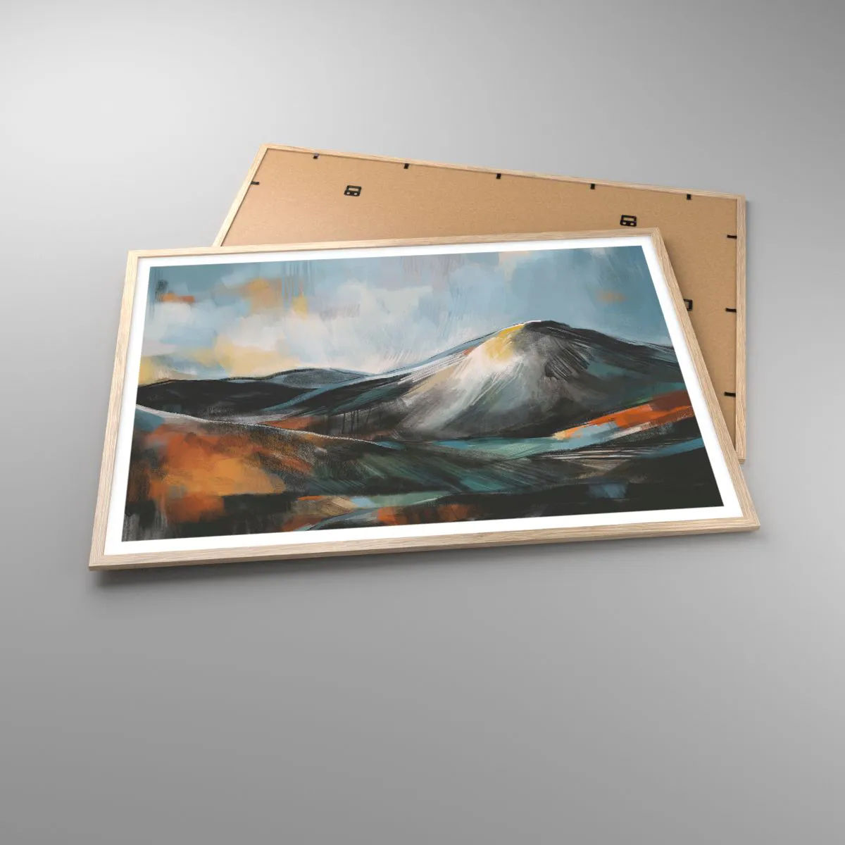 Póster en marco roble claro - Crudo y bello - 100x70 cm