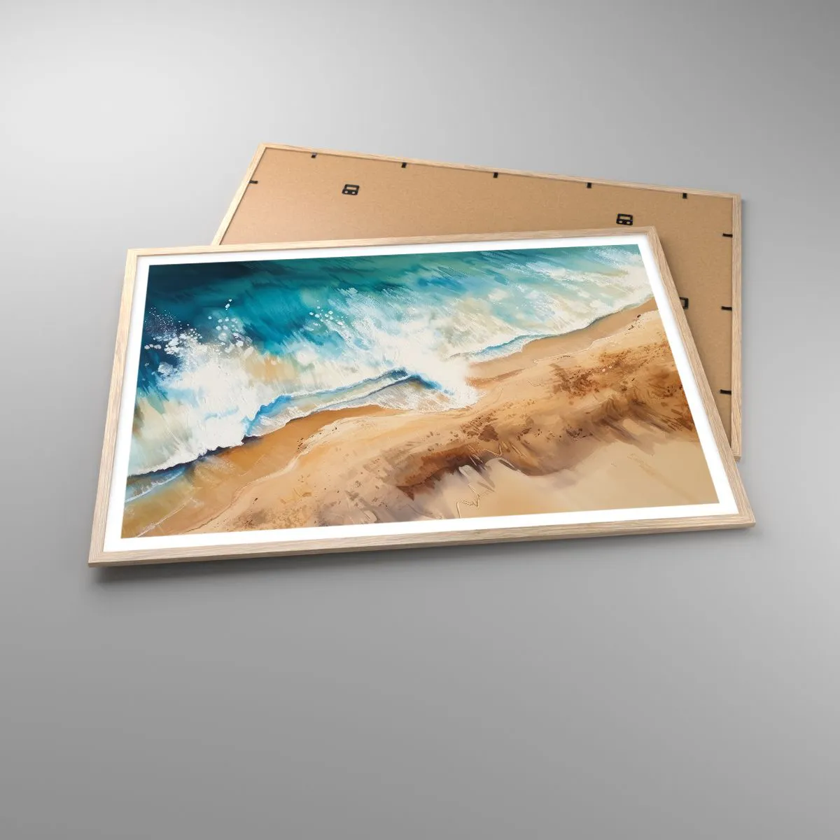 Poster in einem Rahmen aus heller Eiche - Zurückkehrende Welle - 100x70 cm