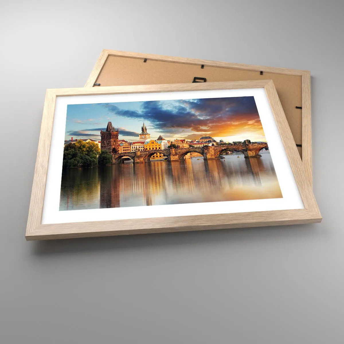 Poster in light oak frame - Beautiful Prague - 40x30 cm