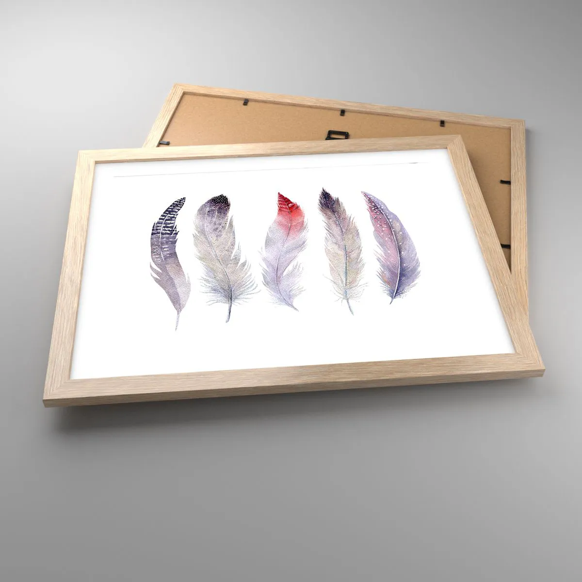 Poster in light oak frame - Delicate Like Pink Fog - 40x30 cm