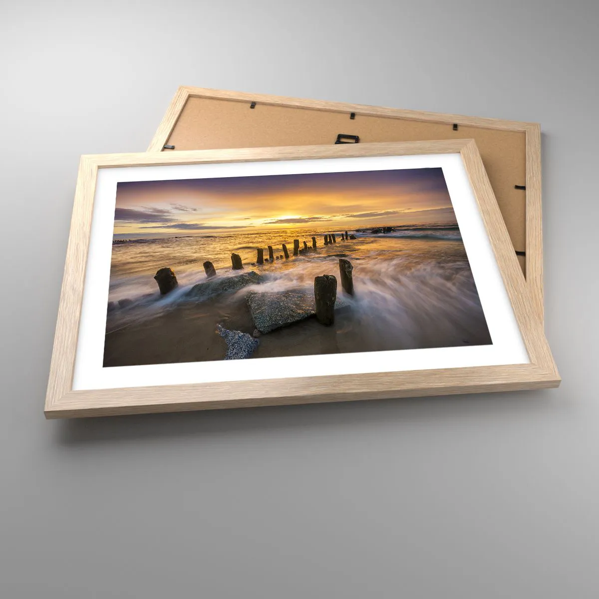 Poster in light oak frame - Raw Beauty of the Baltic Sea - 40x30 cm