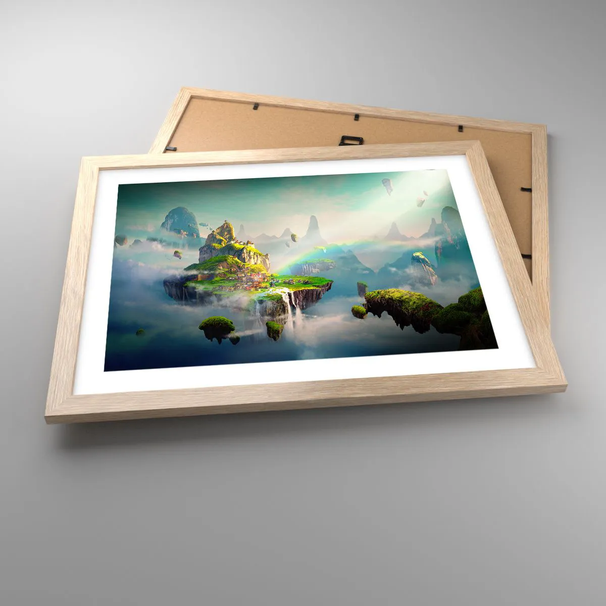 Poszter világos tölgy keretben - Az ég közepén - boldog szigetek - 40x30 cm