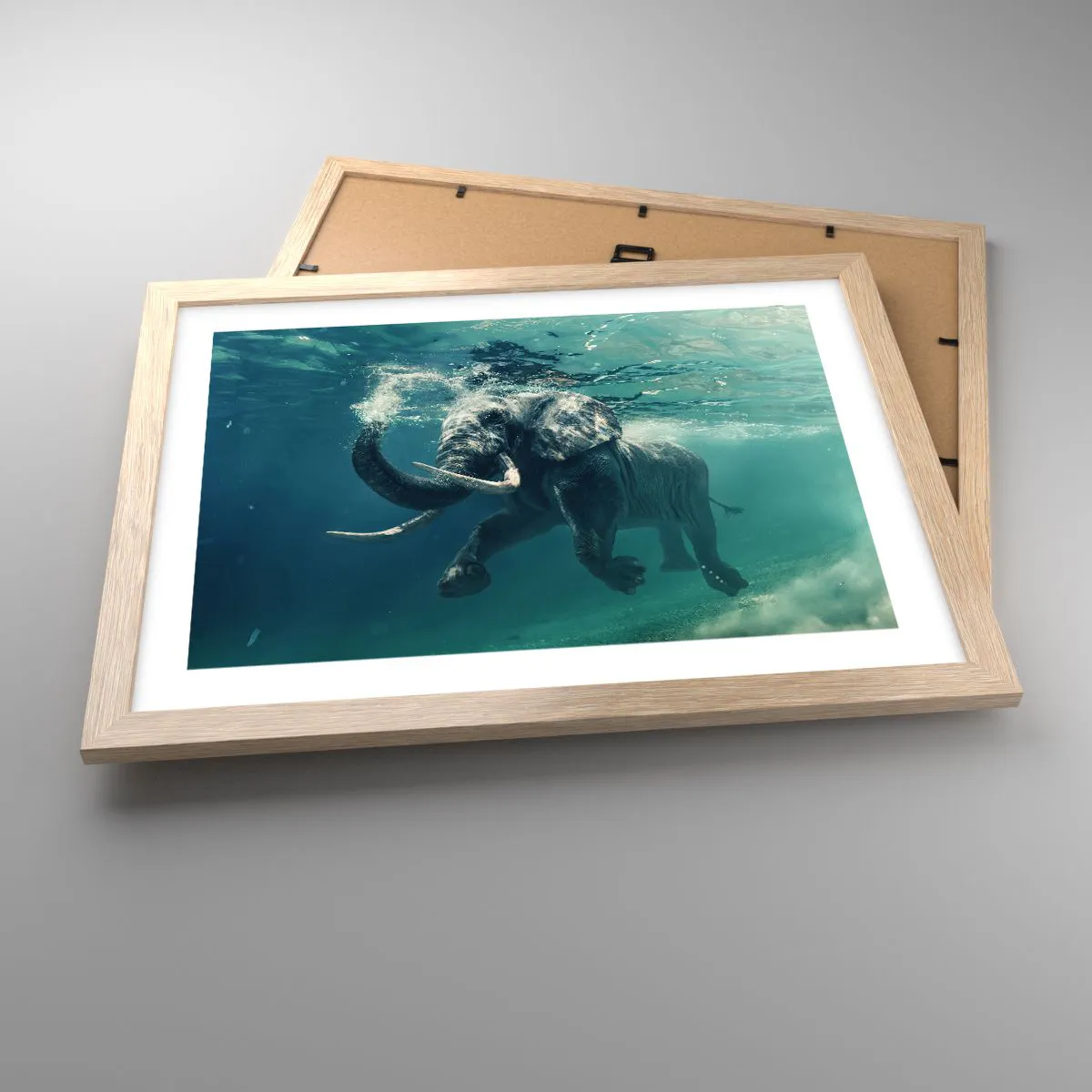 Poster in light oak frame - Everyone Likes to Swim - 40x30 cm