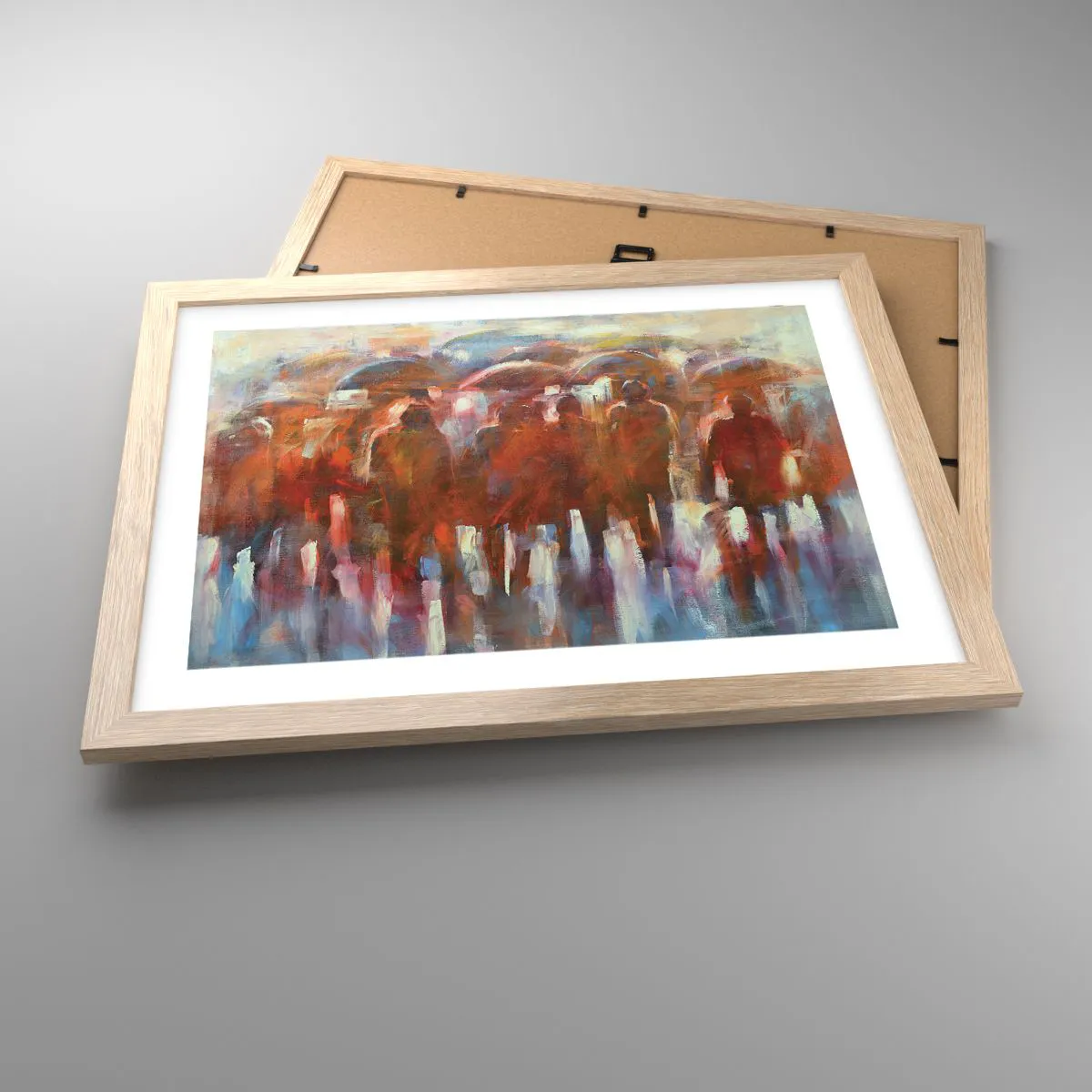 Plakat w ramie jasny dąb - Równi w deszczu i mgle - 40x30 cm