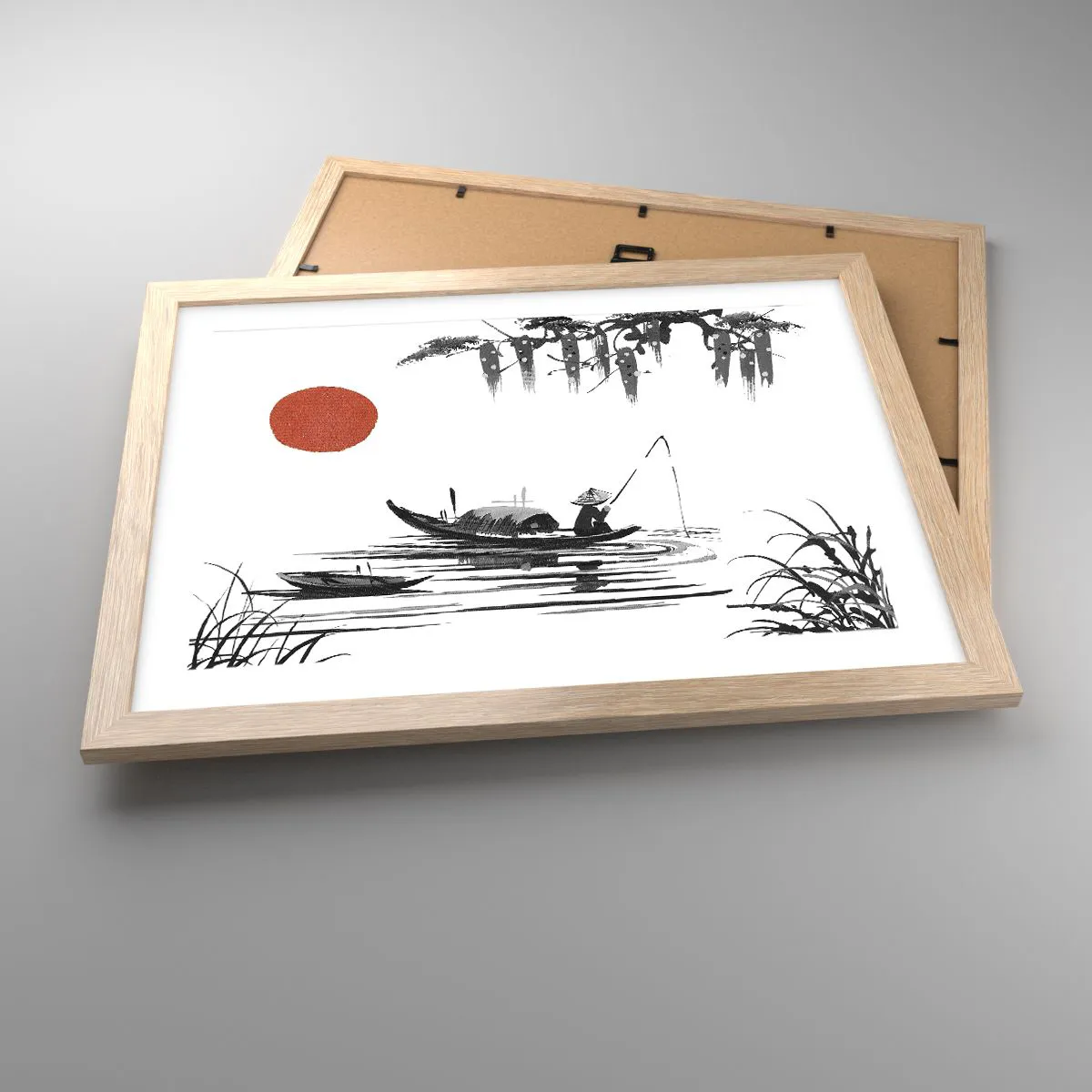 Affiche dans un chêne clair - Poster - Après-midi asiatique - 40x30 cm