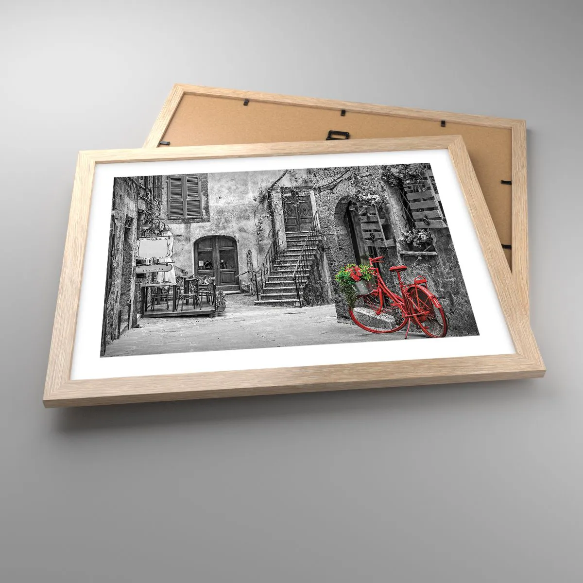 Affiche dans un chêne clair - Poster - Ruelle toscane - 40x30 cm