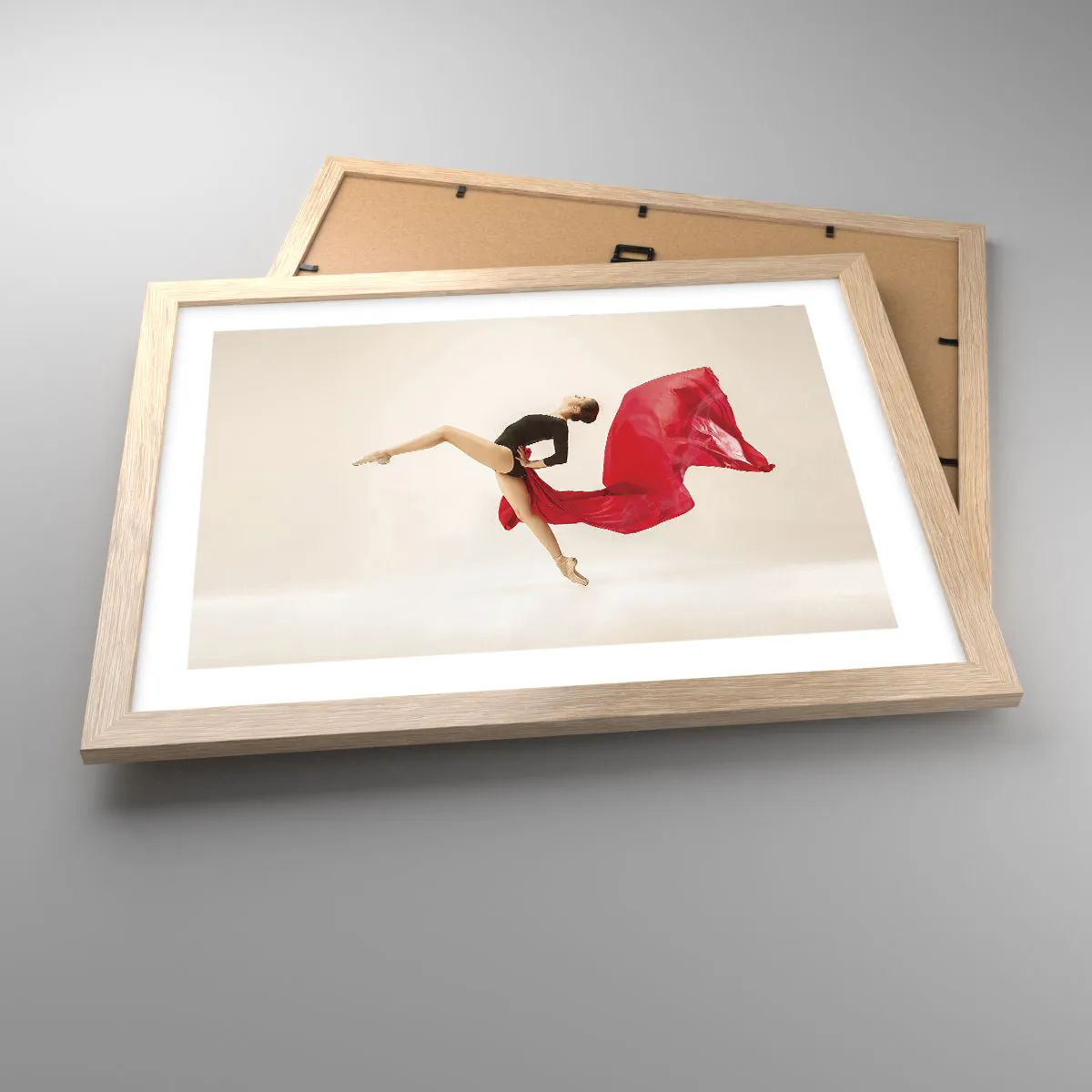 Pôster com moldura de carvalho claro - Vermelho e preto - 40x30 cm