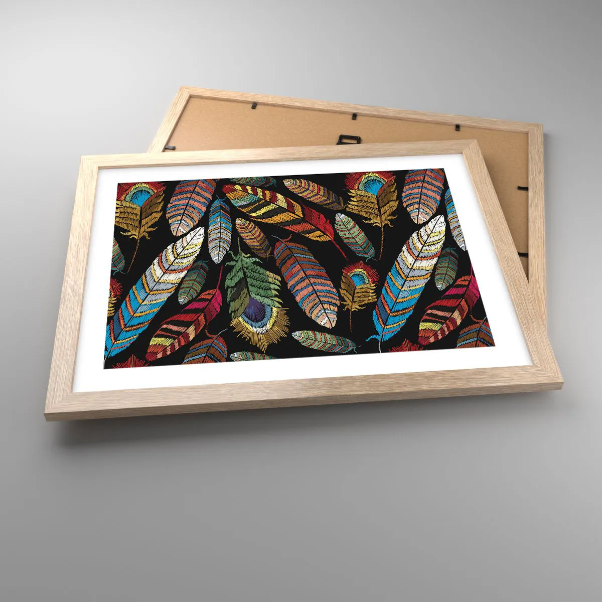 Pôster com moldura de carvalho claro - O carnaval dos pássaros - 40x30 cm