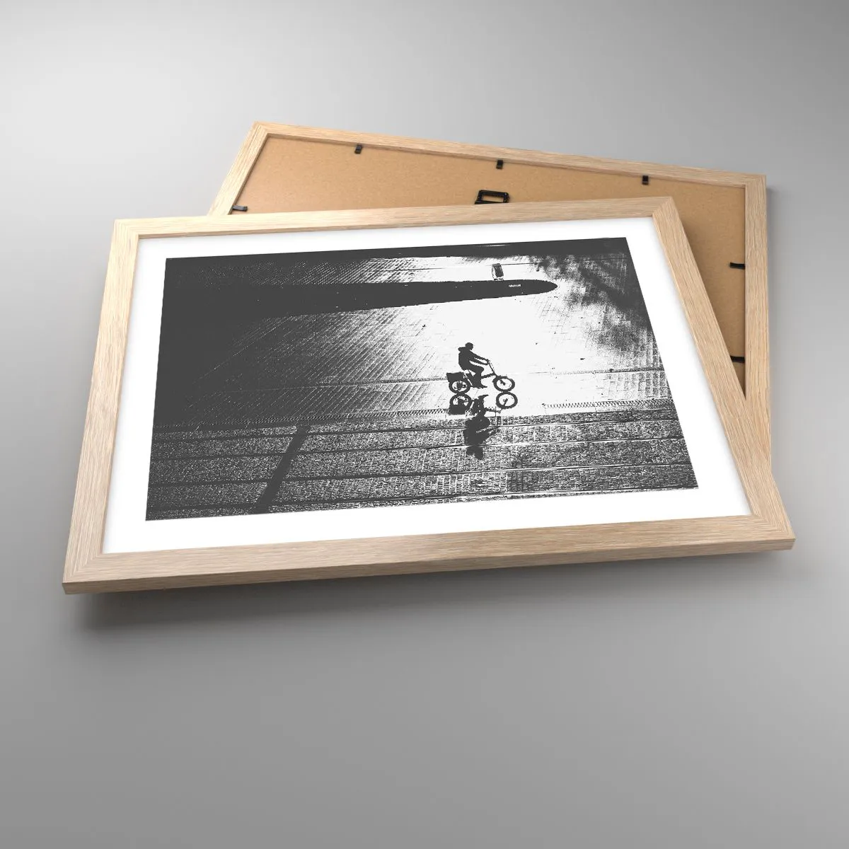 Plakat i ramme af lyst egetræ - Fremad, gennem byen - 40x30 cm