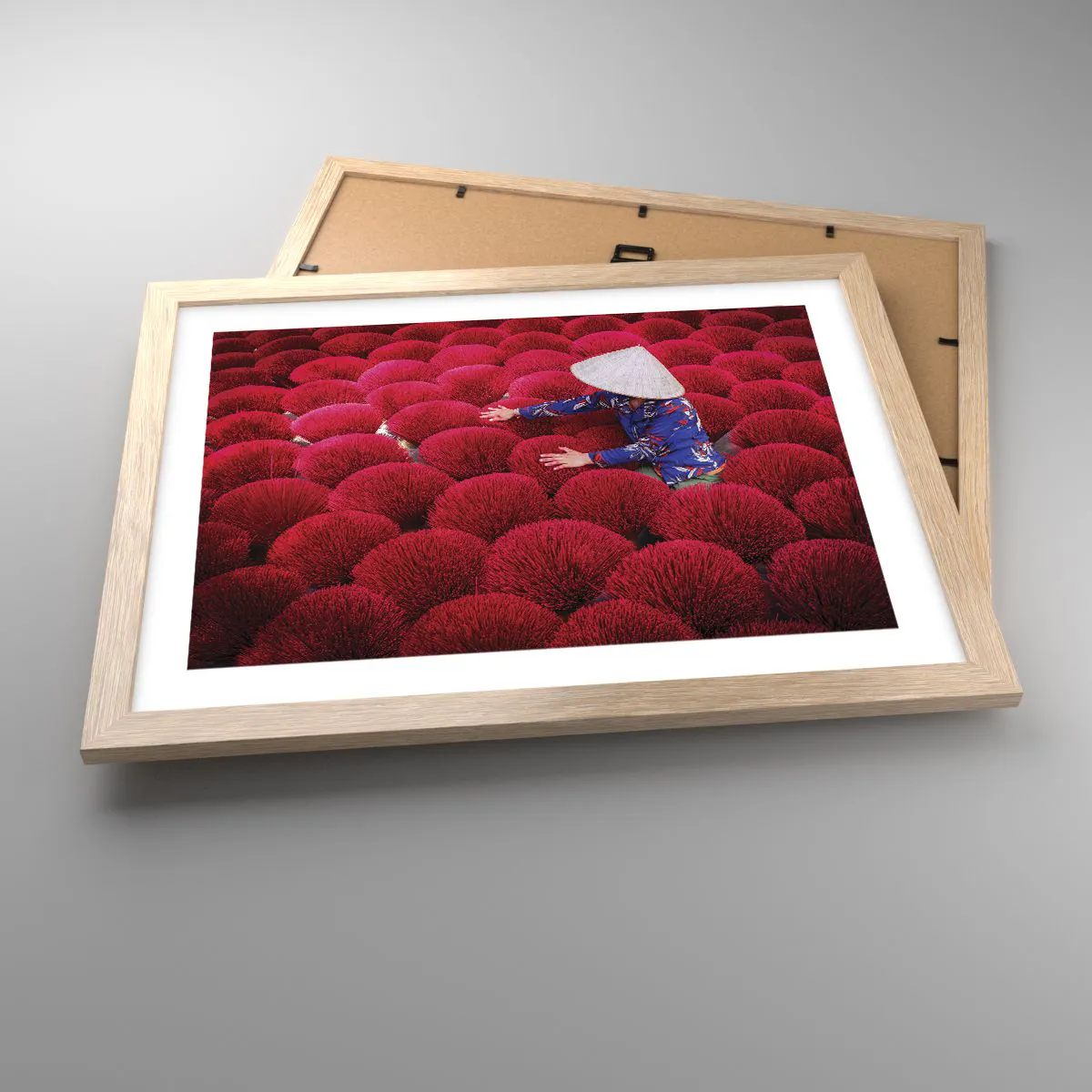 Affiche dans un chêne clair - Poster - Dans un champ de riz - 40x30 cm