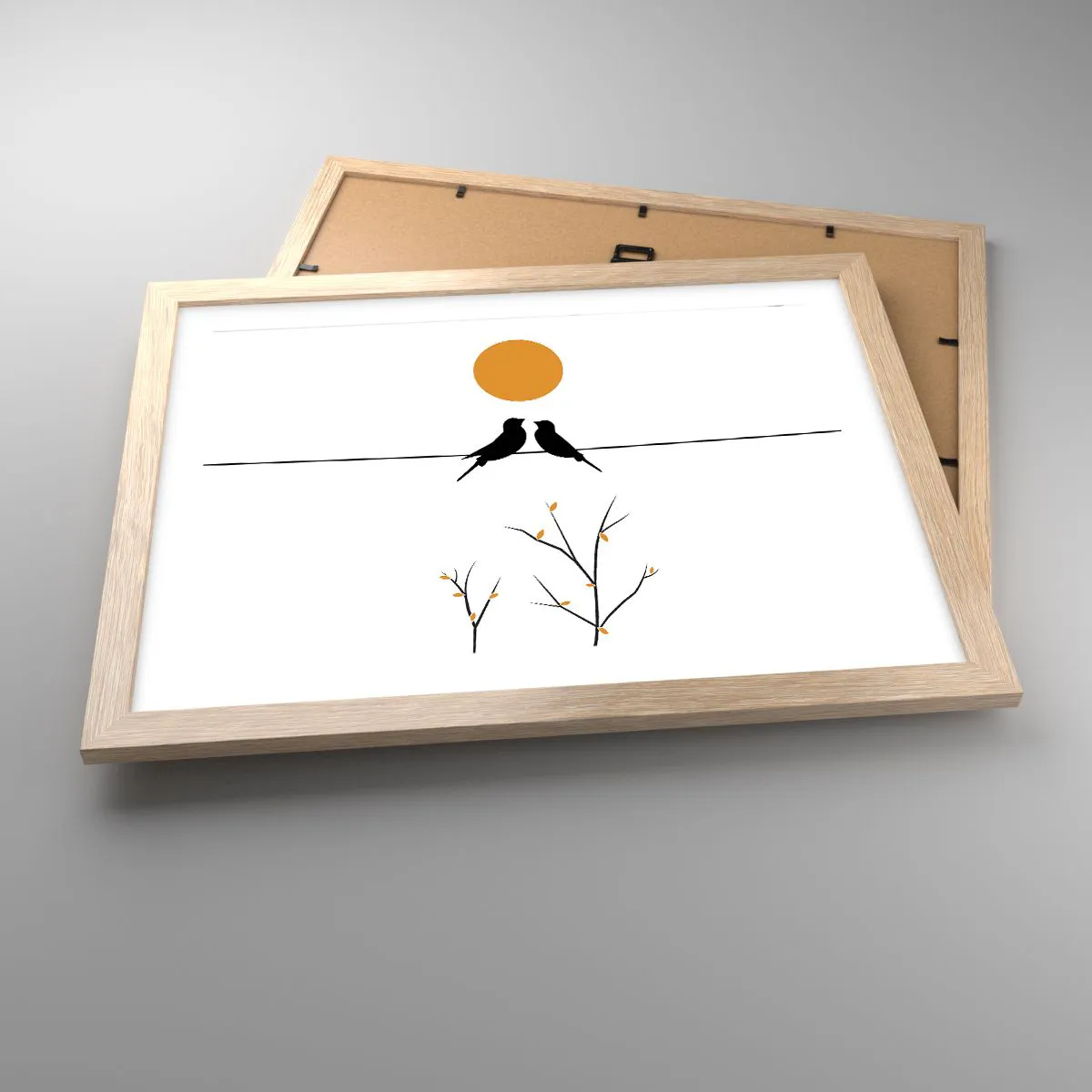 Plagát v ráme zo svetlého duba - Slávičí večer - 40x30 cm