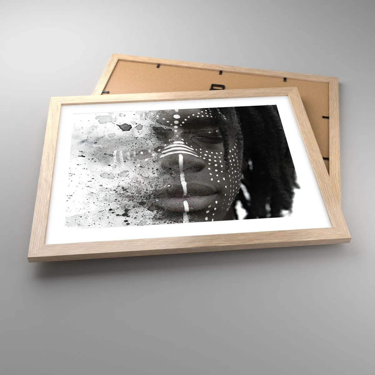 Plakat i ramme af lyst egetræ - Opdag den oprindelige ånd - 40x30 cm