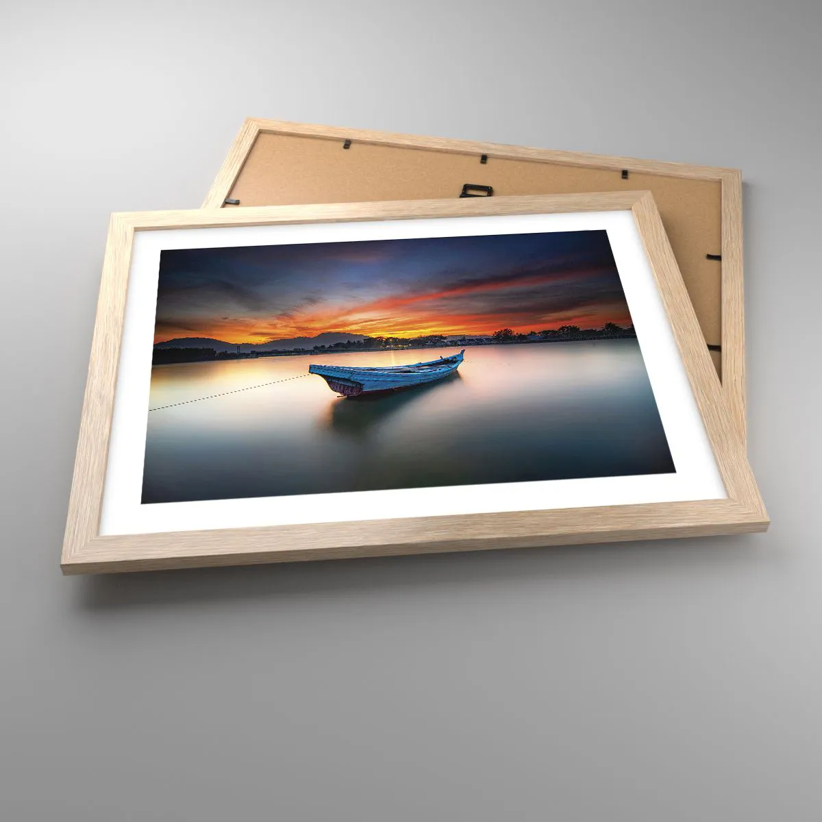 Poster in light oak frame - Here Comes a Good Night - 40x30 cm