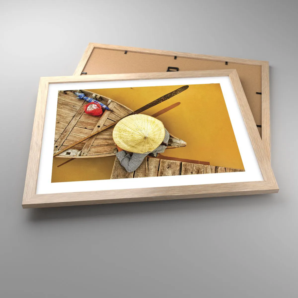 Plakat w ramie jasny dąb - Życie na żółtej rzece - 40x30 cm