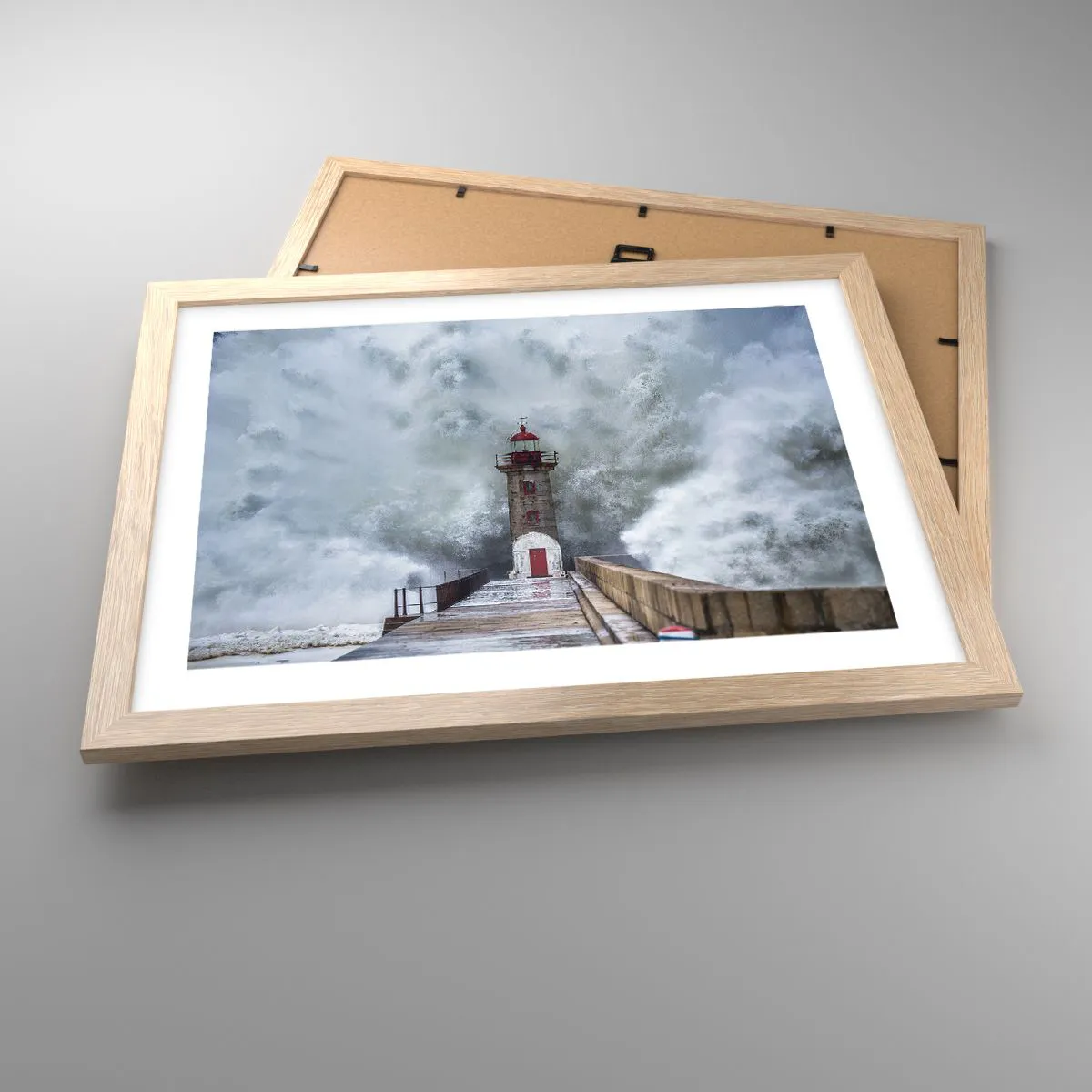 Plakát v rámu světlý dub - Hukot vody, šum větru - 40x30 cm